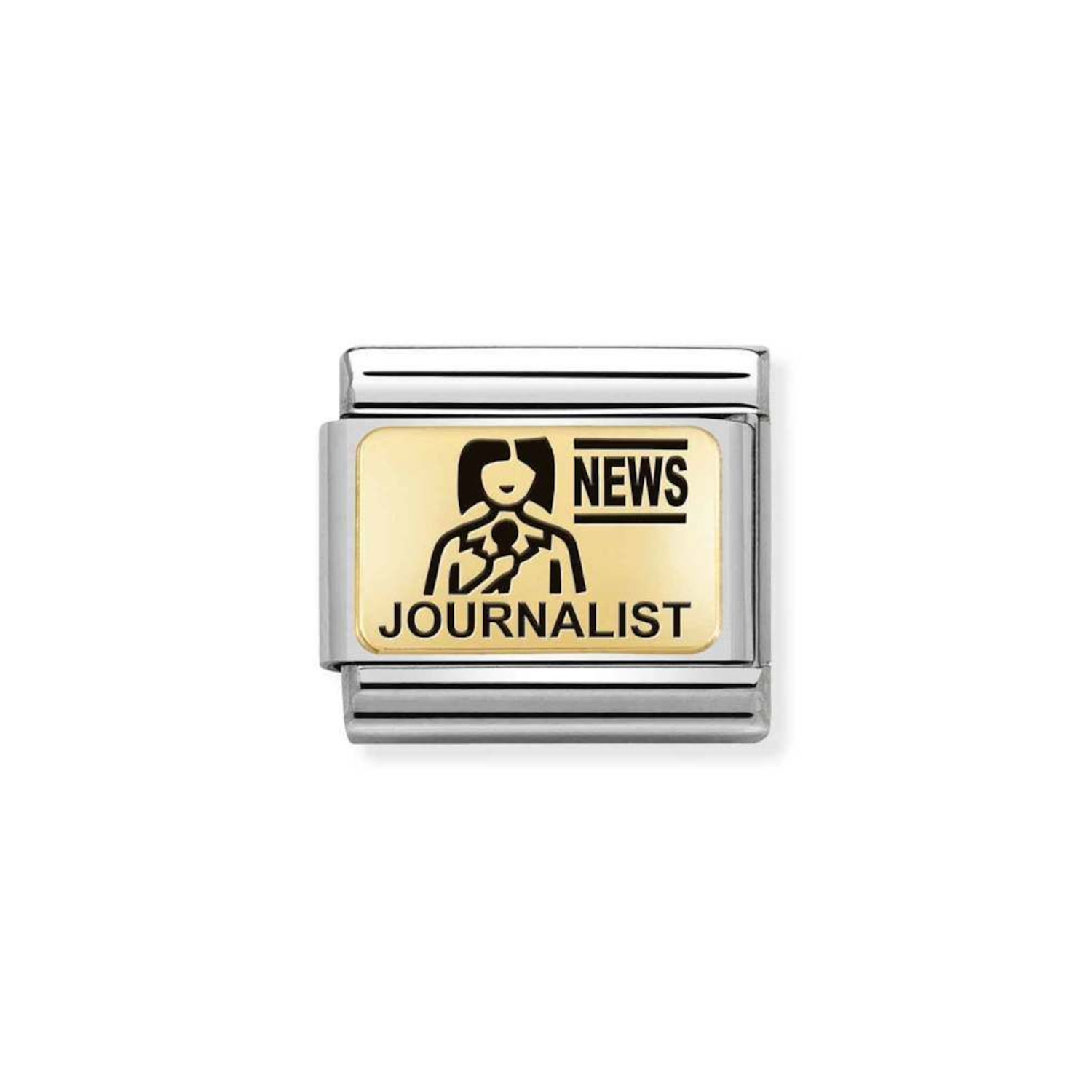 NOMINATION COMPOSABLE CLASSIC LINK JOURNALIST IN 18K GOLD WITH ENAMEL 030166/06
