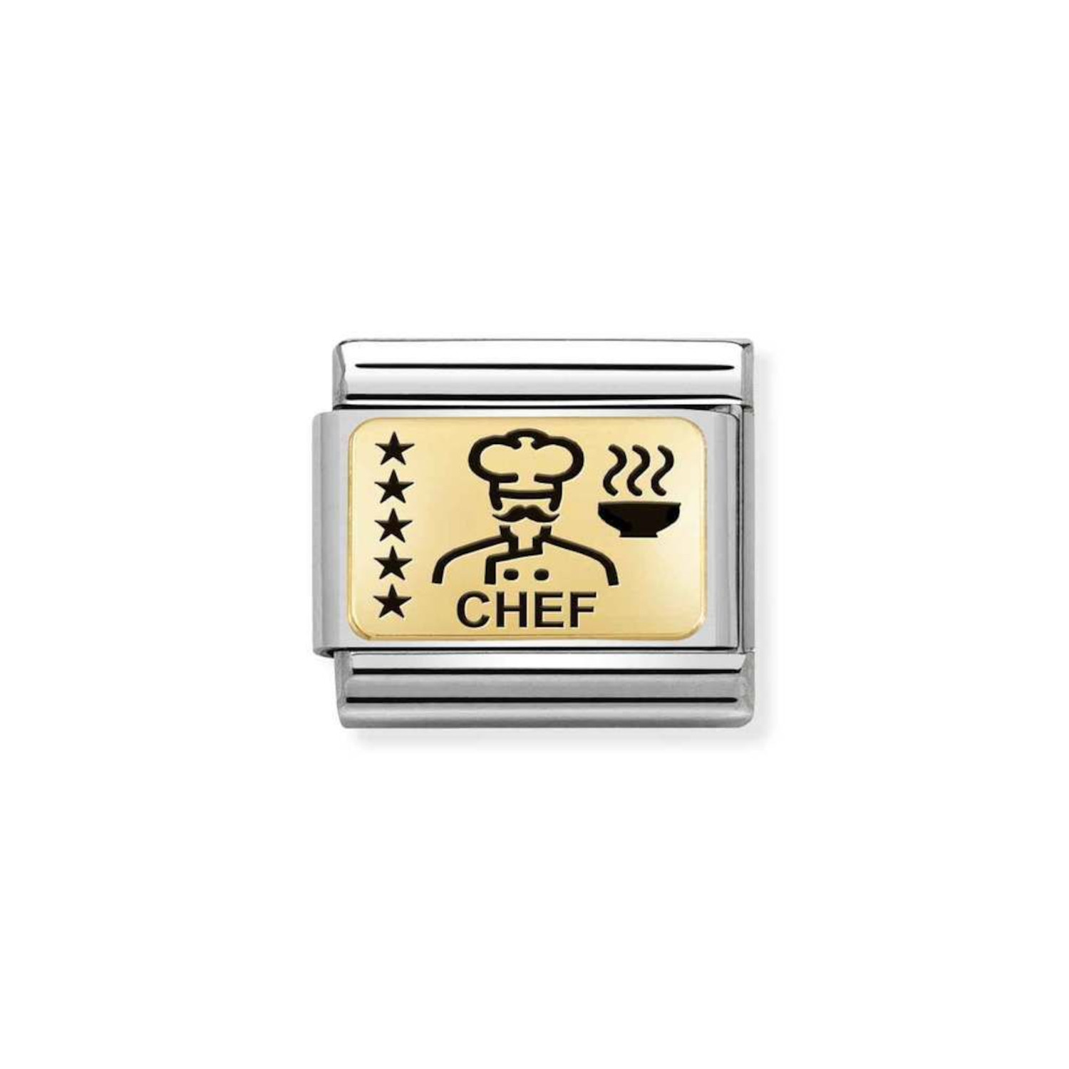 NOMINATION COMPOSABLE CLASSIC LINK CHEF IN 18K GOLD WITH ENAMEL 030166/28