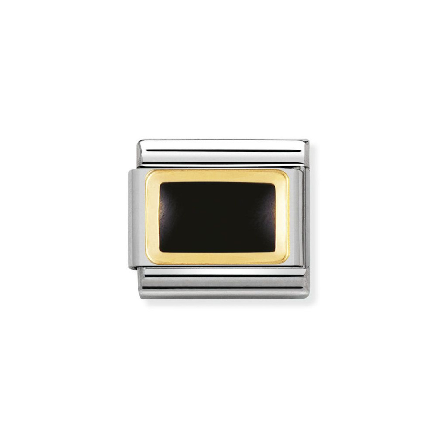NOMINATION COMPOSABLE CLASSIC LINK BLACK RECTANGLE IN 18K GOLD 030206/14