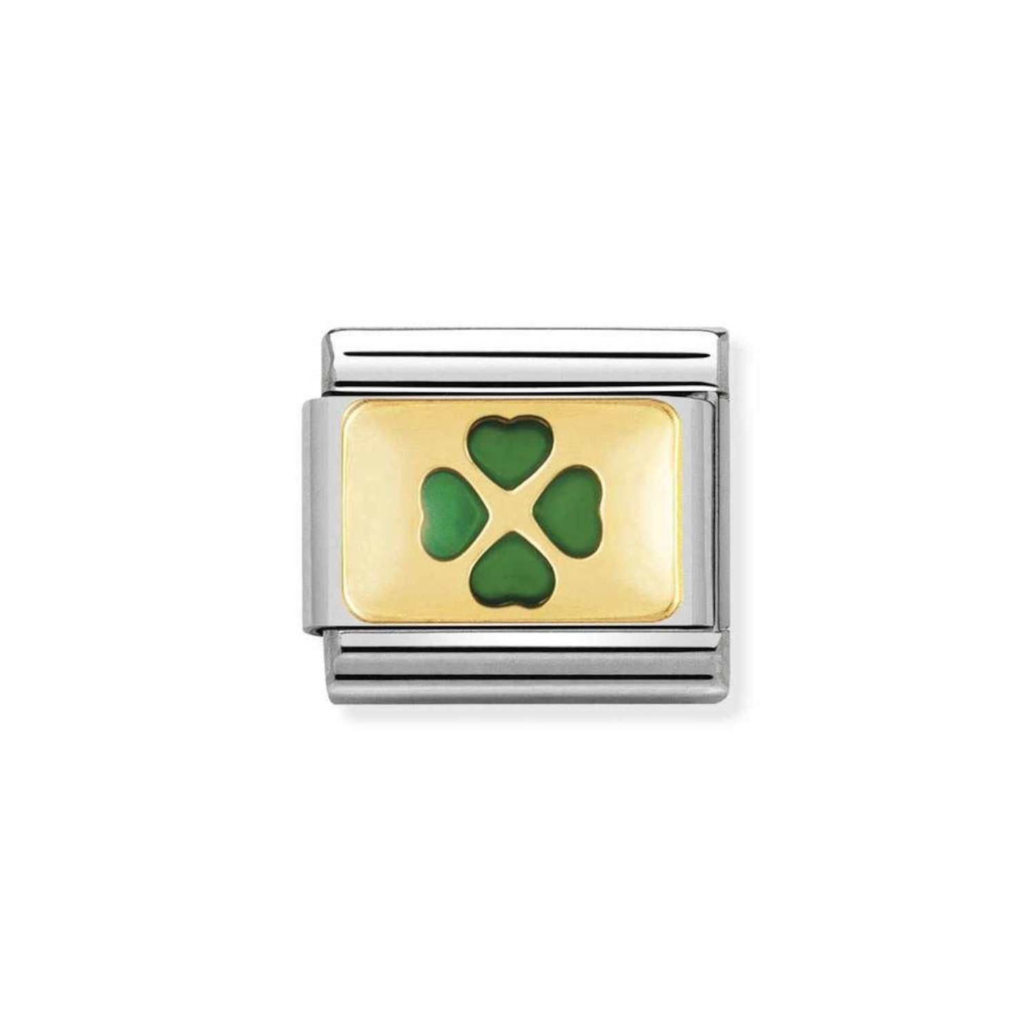NOMINATION COMPOSABLE CLASSIC LINK GREEN FOUR-LEAF CLOVER IN 18K GOLD 030206/27