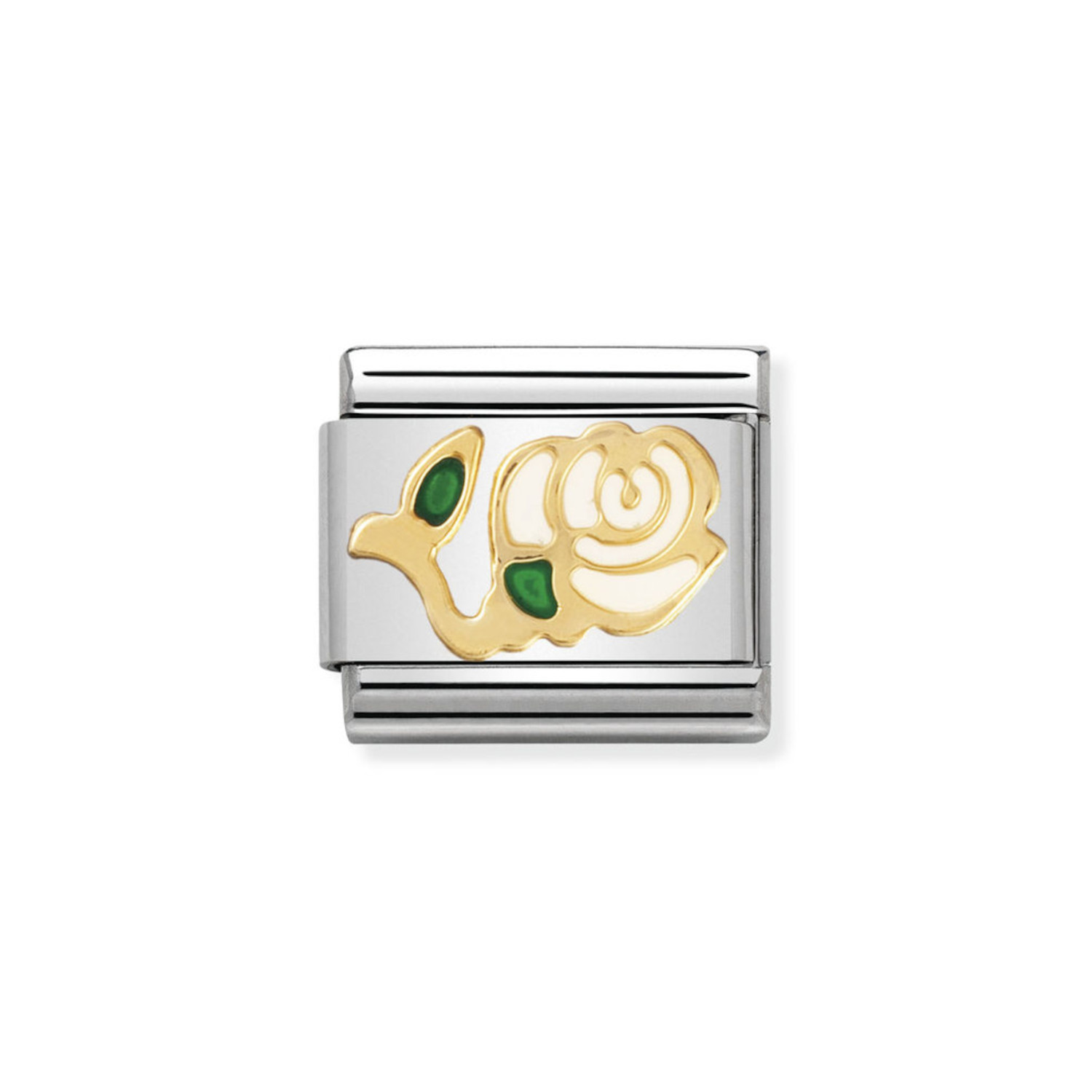 NOMINATION COMPOSABLE CLASSIC LINK WHITE ROSE IN 18K GOLD 030214/03