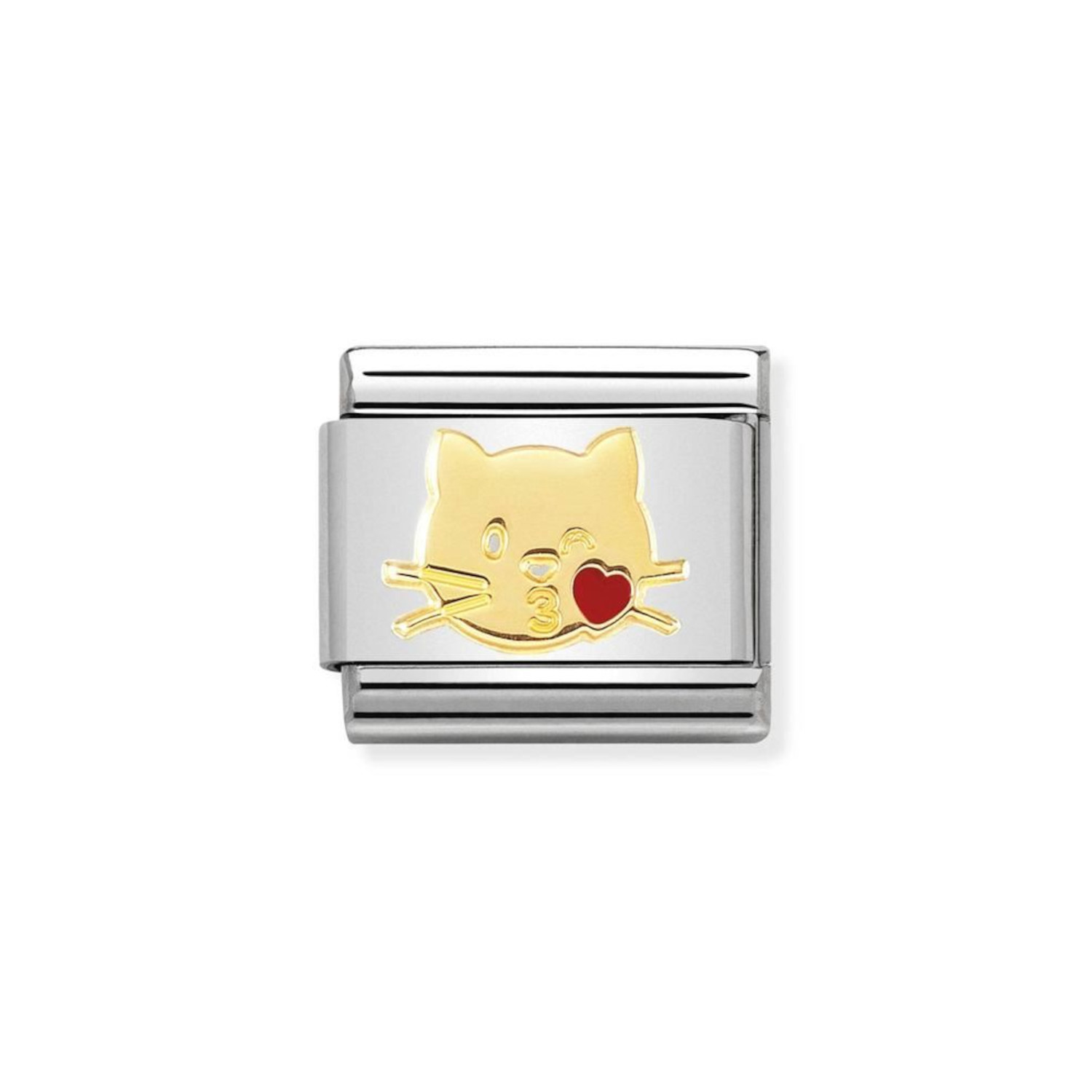 NOMINATION COMPOSABLE CLASSIC LINK CAT KISS IN 18K GOLD 030272/45