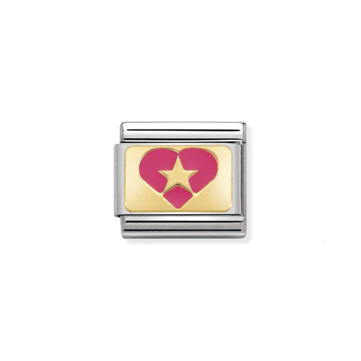 NOMINATION COMPOSABLE CLASSIC LINK HEART WITH STAR FUCHSIA IN 18K GOLD 030284/18