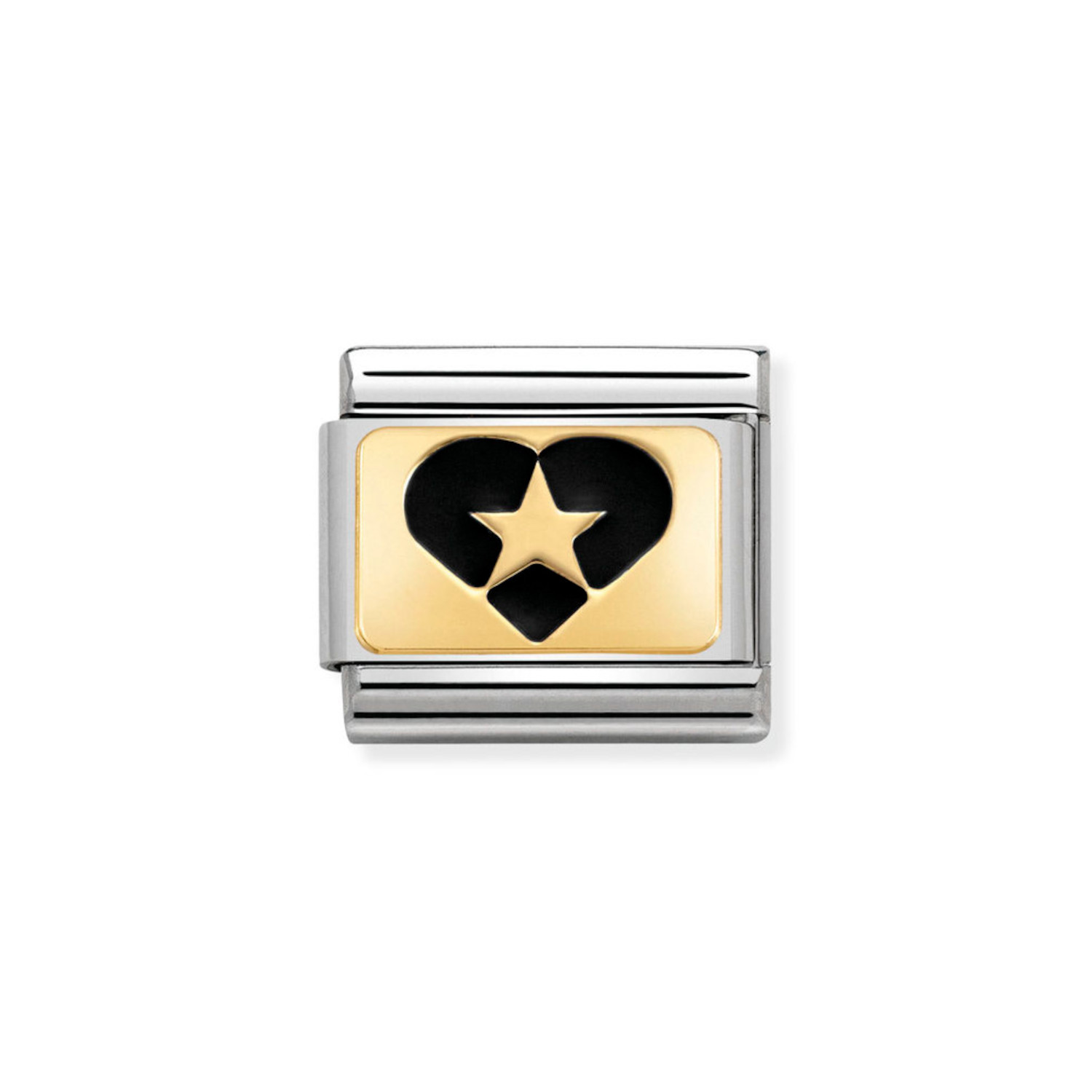 NOMINATION COMPOSABLE CLASSIC LINK HEART WITH STAR BLACK IN 18K GOLD 030284/19