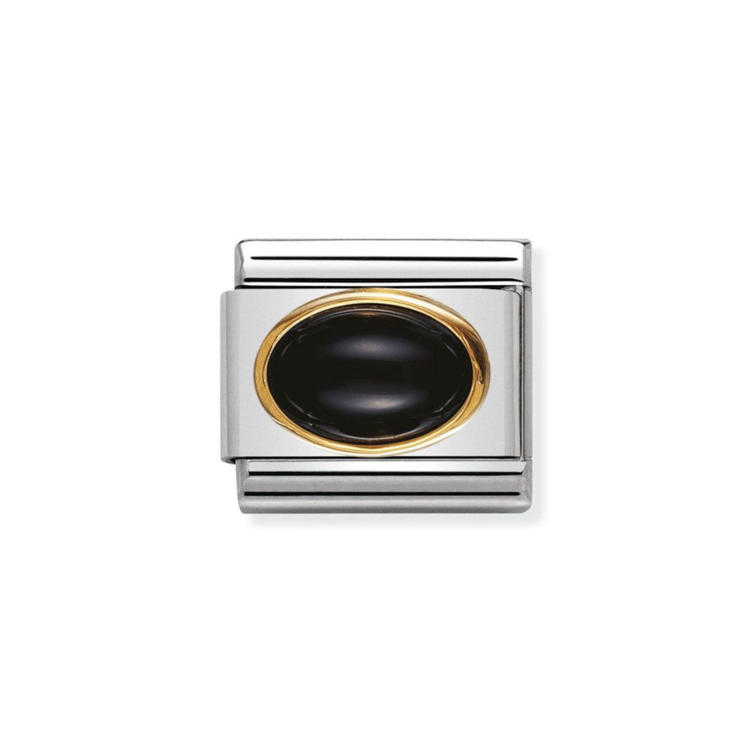 NOMINATION COMPOSABLE CLASSIC LINK IN 18K GOLD WITH BLACK AGATE 030502/02