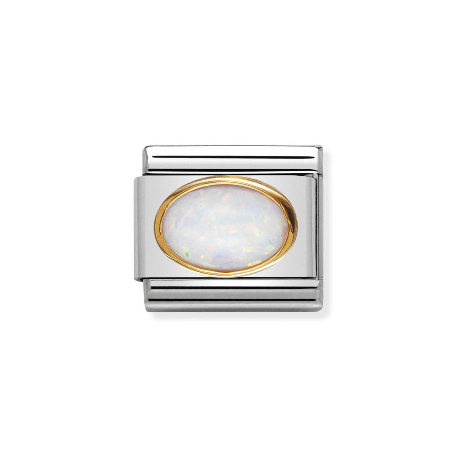 NOMINATION COMPOSABLE CLASSIC LINK IN 18K GOLD WITH WHITE OPAL 030502/07