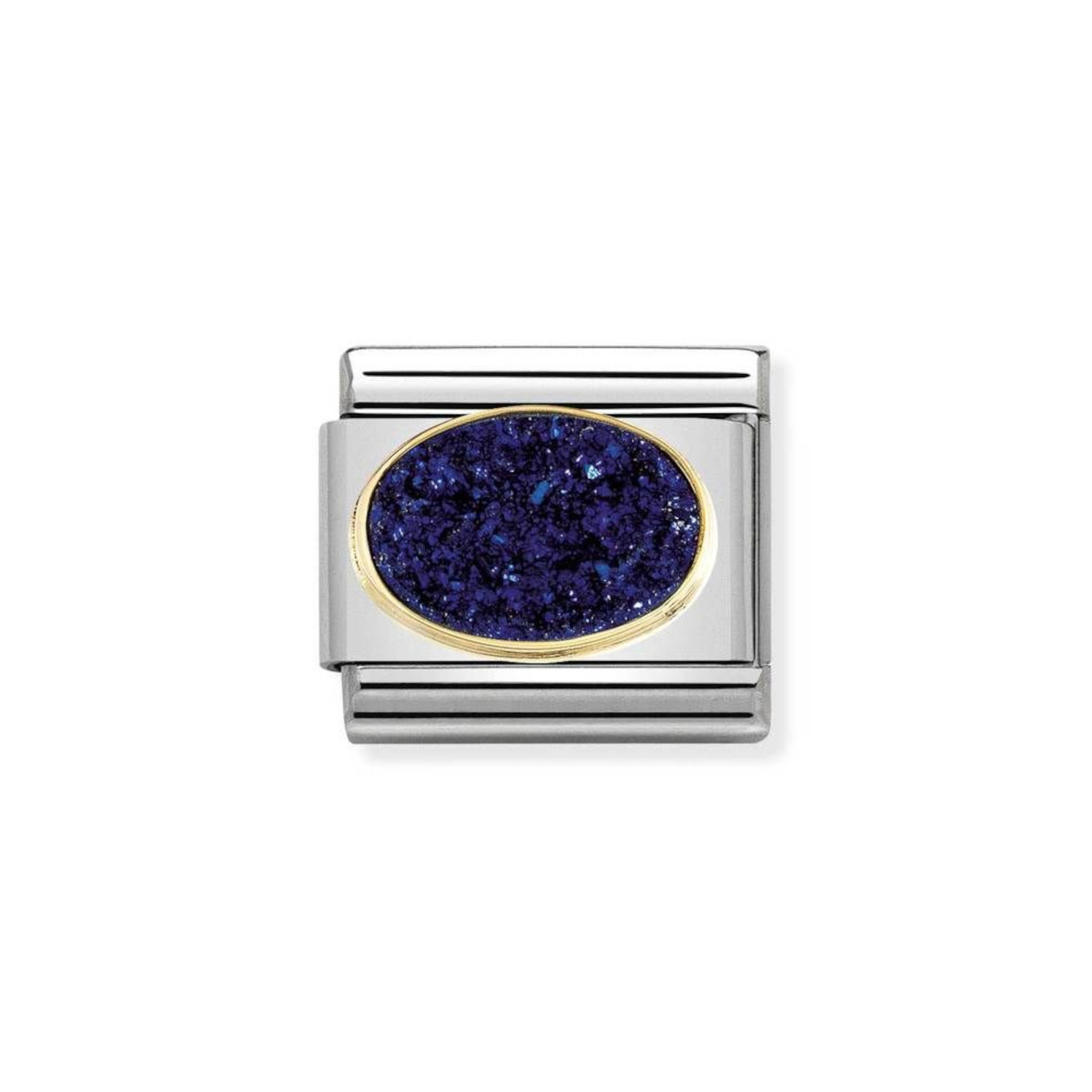 NOMINATION COMPOSABLE CLASSIC LINK IN 18K GOLD WITH AGATE DRUSIE MIDNIGHT BLUE 030518/04