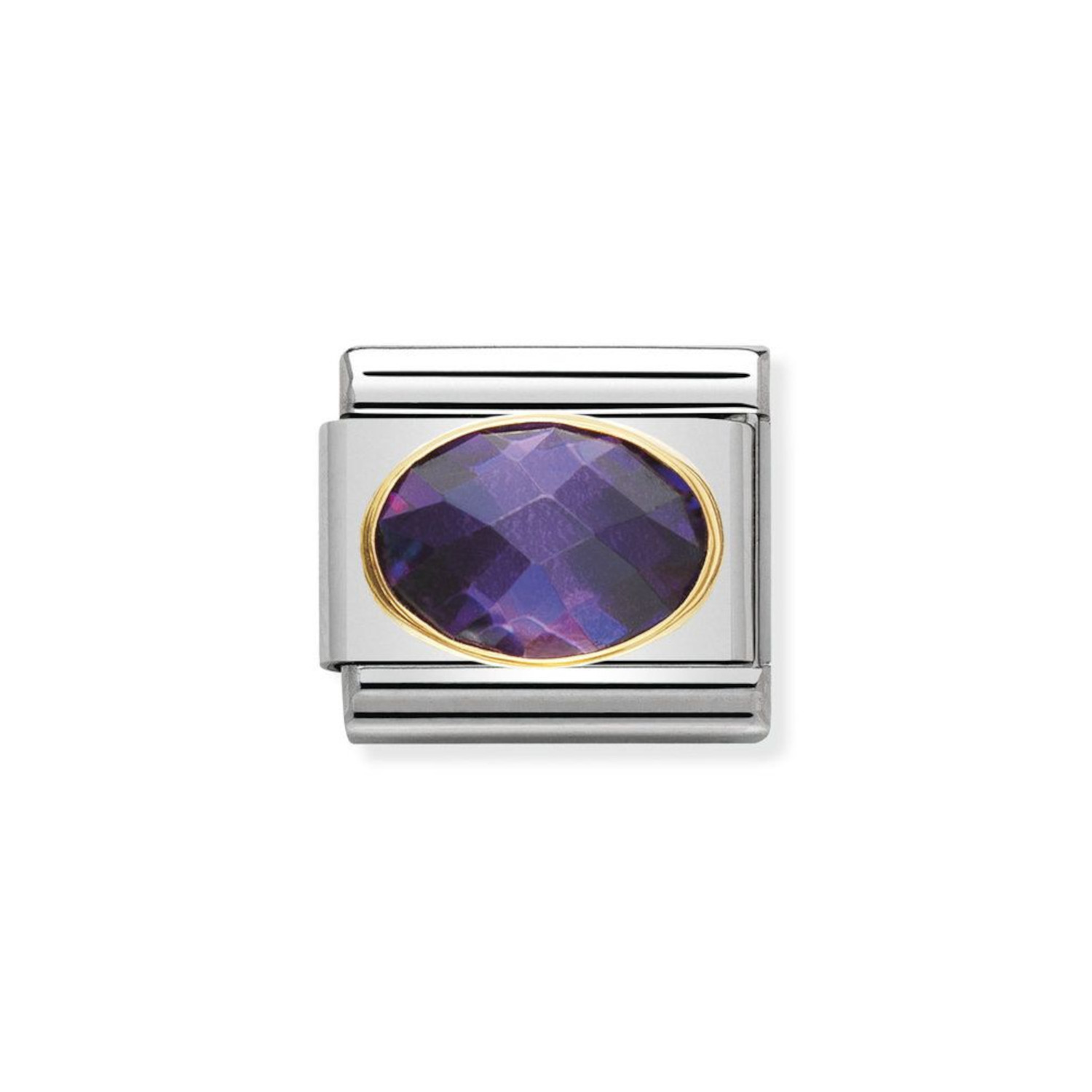 NOMINATION COMPOSABLE CLASSIC LINK IN 18K GOLD WITH VIOLET AND FACETED STONE 030601/001