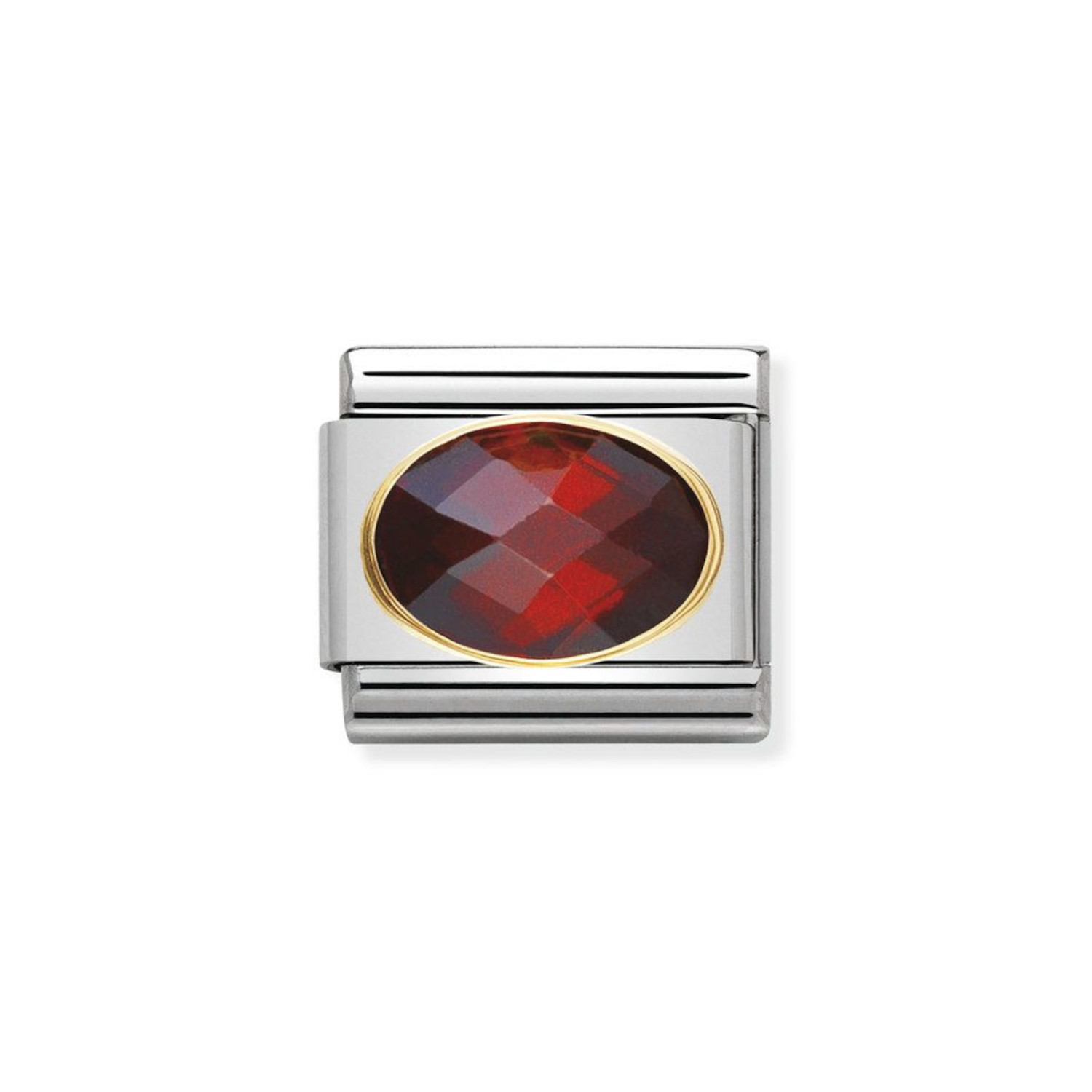 NOMINATION COMPOSABLE CLASSIC LINK IN 18K GOLD WITH RED AND FACETED STONE 030601/005