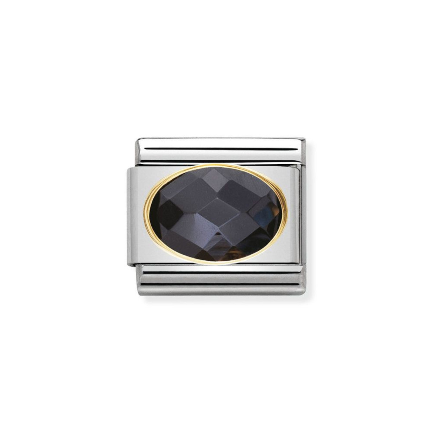 NOMINATION COMPOSABLE CLASSIC LINK IN 18K GOLD WITH BLACK AND FACETED STONE 030601/011
