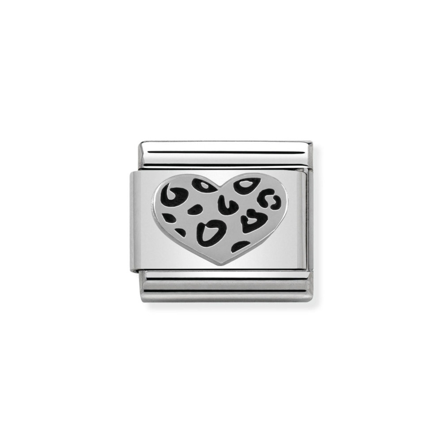 NOMINATION COMPOSABLE CLASSIC LINK LEOPARD HEART IN STERLING SILVER WITH ENAMEL 330101/05