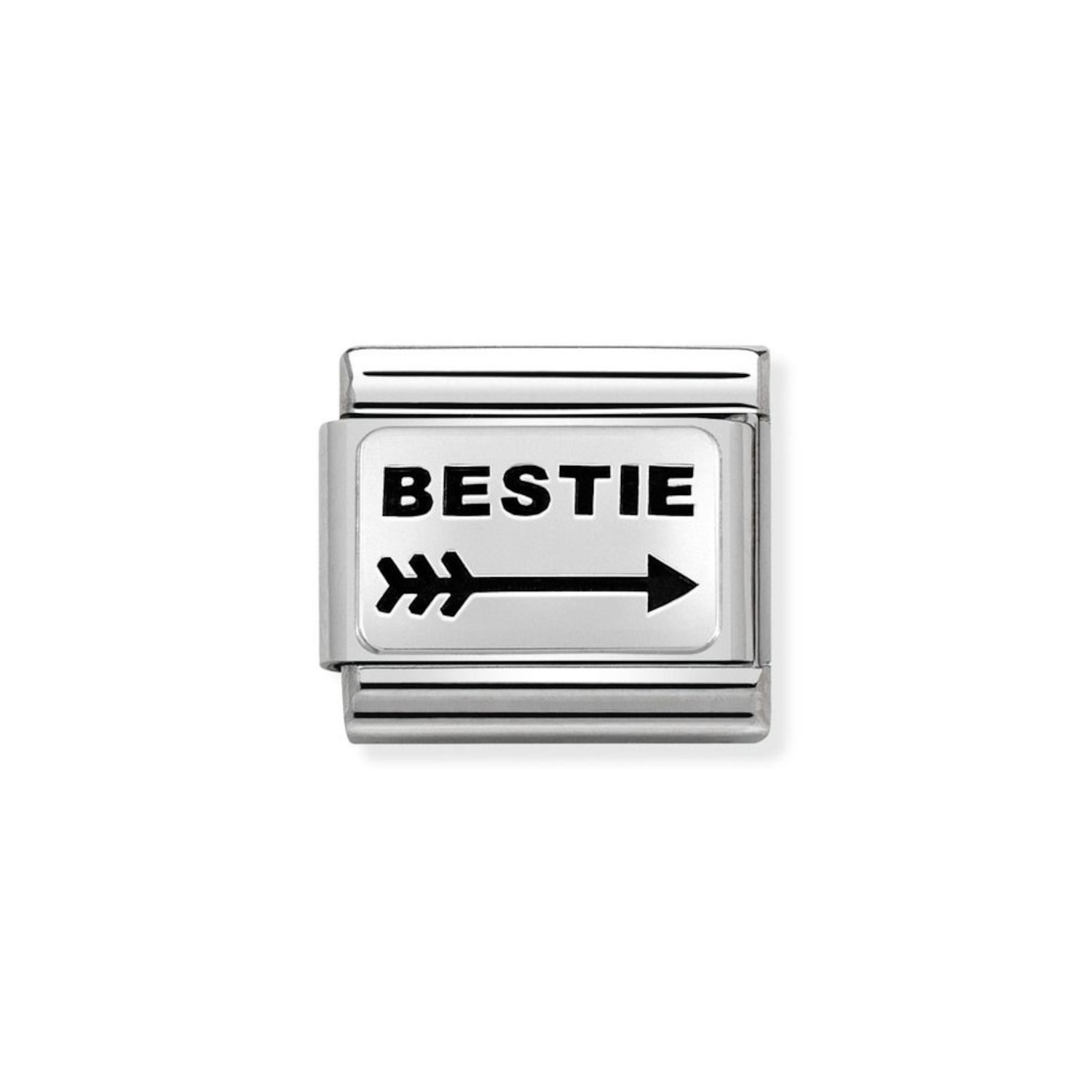 NOMINATION COMPOSABLE CLASSIC LINK LEFT ARROW BESTIE IN STERLING SILVER WITH ENAMEL 330109/42
