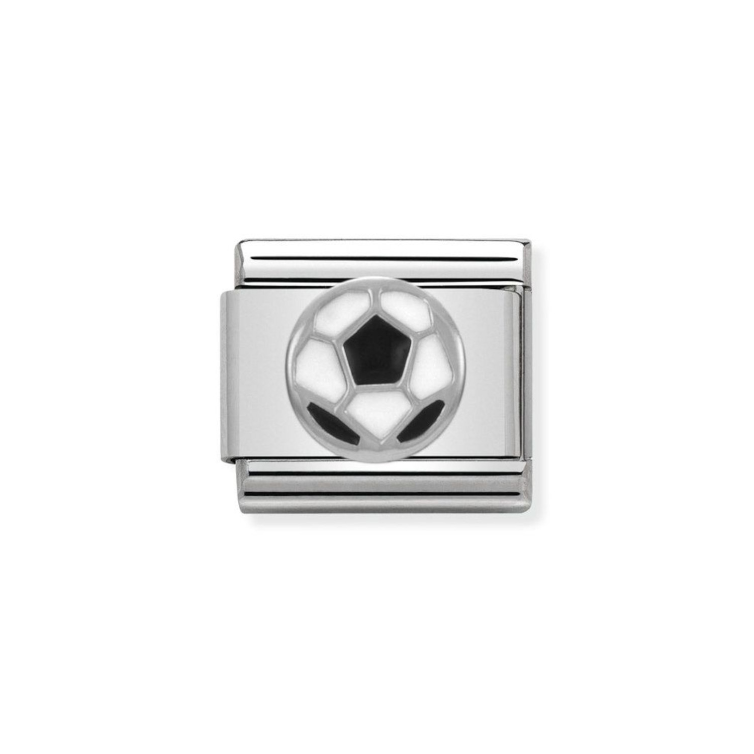 NOMINATION COMPOSABLE CLASSIC LINK SOCCER BALL IN STERLING SILVER WITH ENAMEL 330202/13