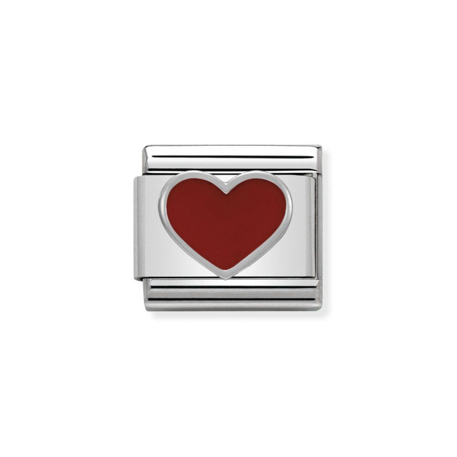 NOMINATION COMPOSABLE CLASSIC LINK RED HEART IN STERLING SILVER WITH ENAMEL 330202/17