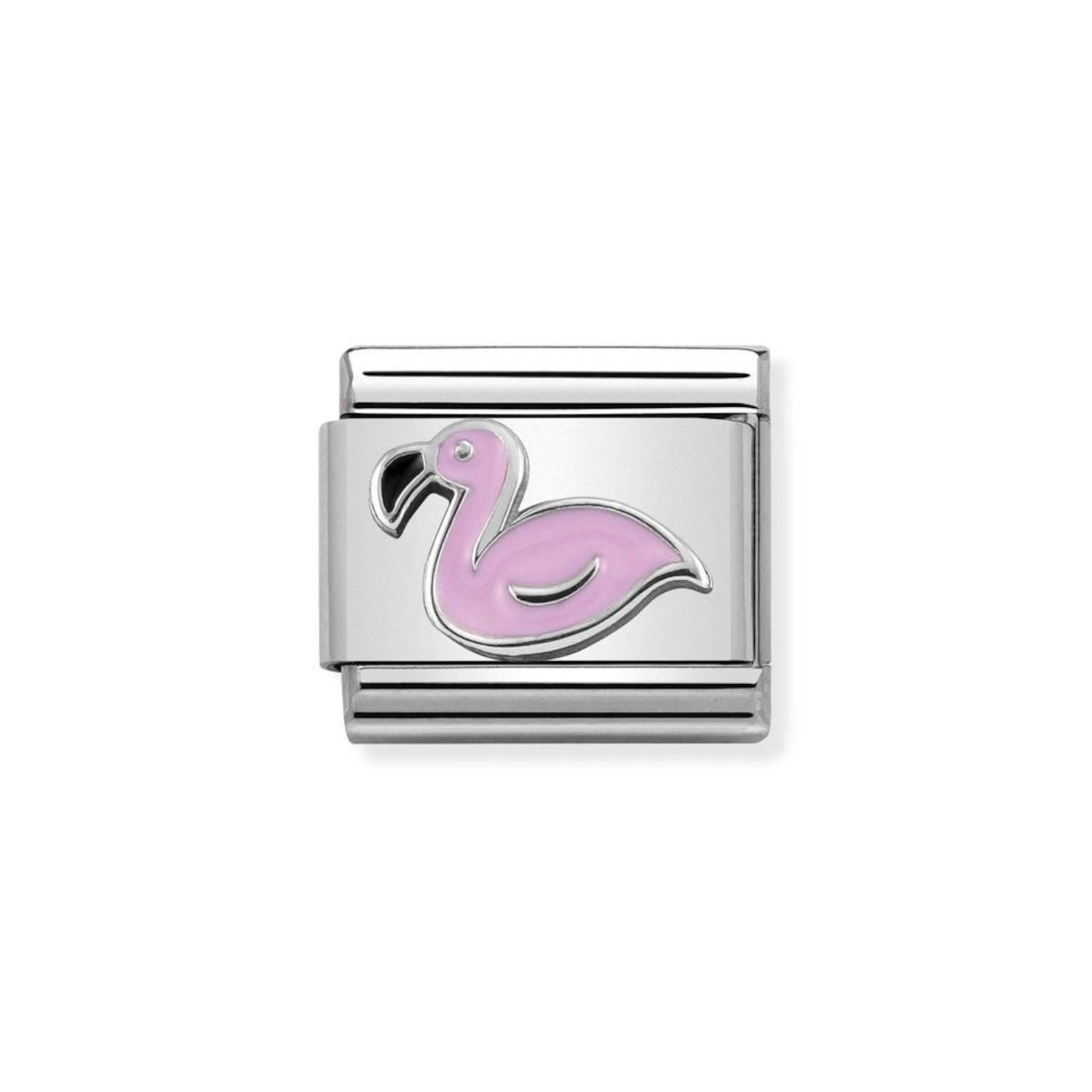 NOMINATION COMPOSABLE CLASSIC LINK PINK FLAMINGO IN STERLING SILVER WITH ENAMEL 330202/43