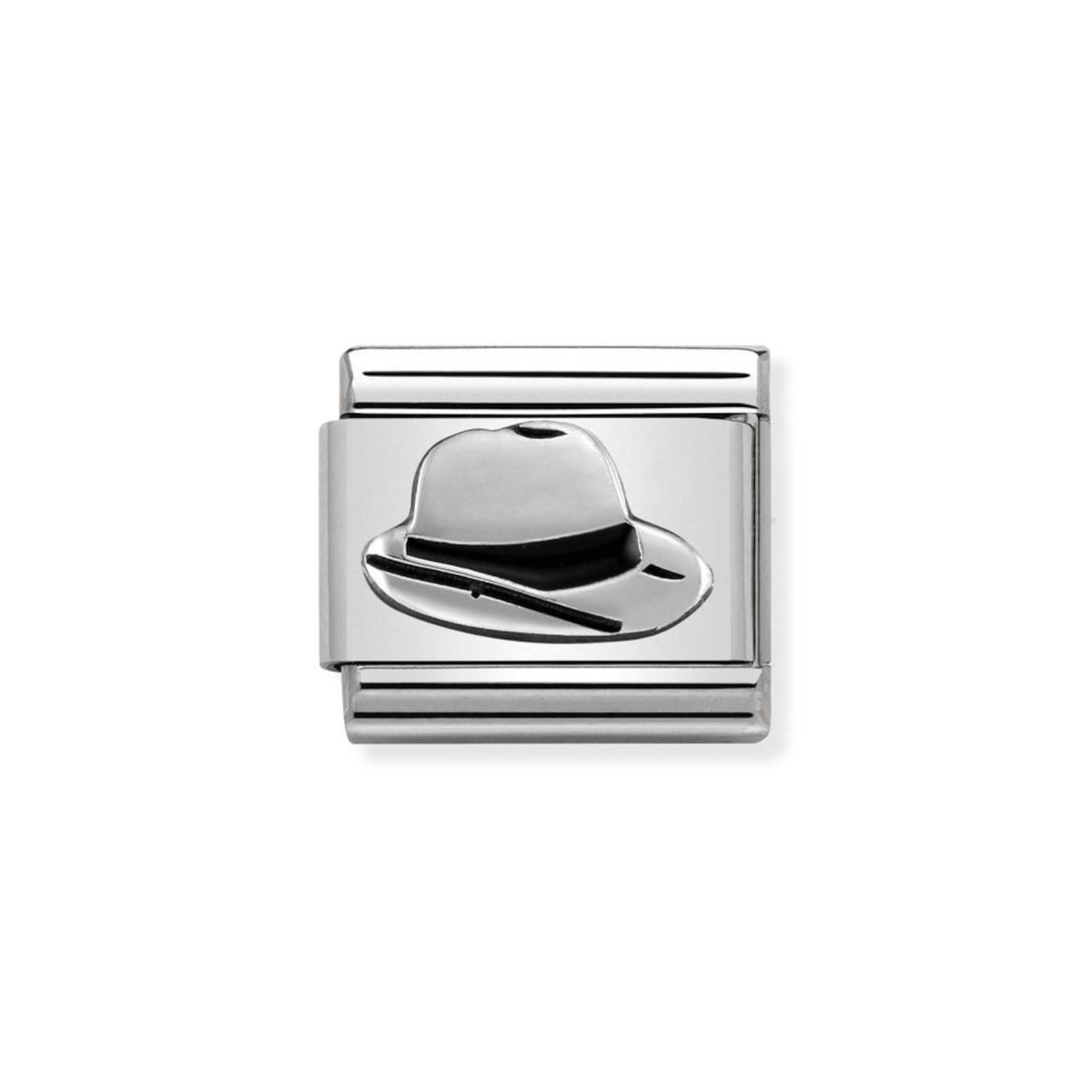 NOMINATION COMPOSABLE CLASSIC LINK PANAMA HAT IN STERLING  SILVER WITH ENAMEL 330202/46