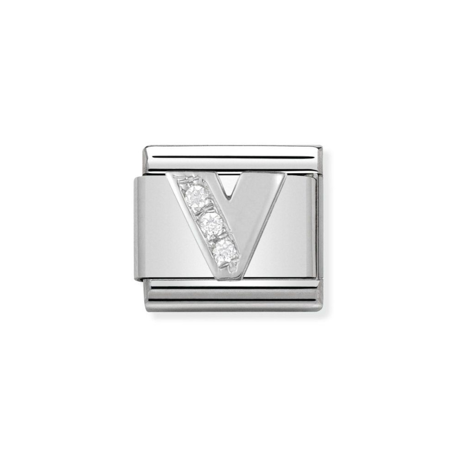 NOMINATION COMPOSABLE CLASSIC LINK LETTER V IN STERLING SILVER 330301/22