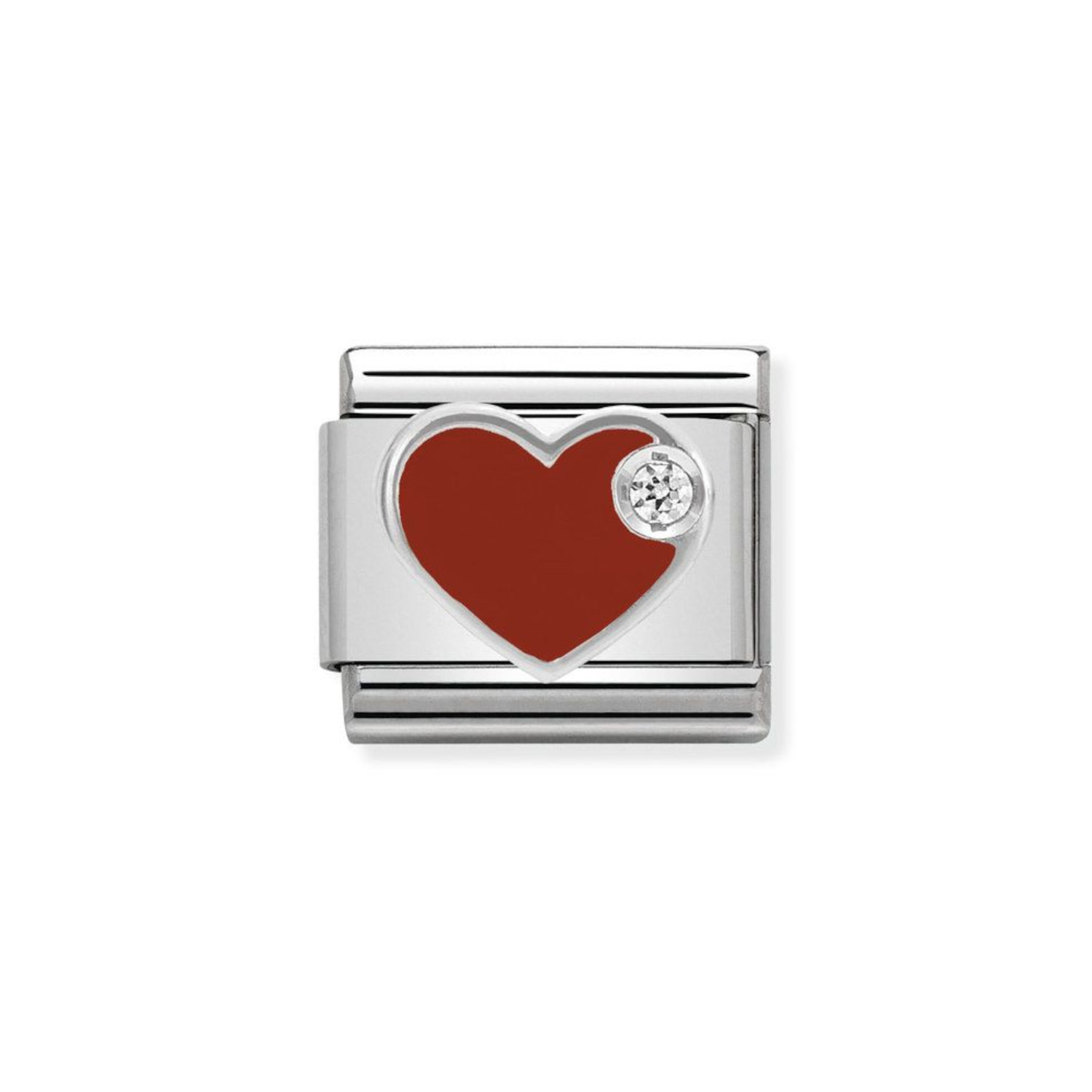 NOMINATION COMPOSABLE CLASSIC LINK RED HEART IN STERLING SILVER WITH ENAMEL 330305/01