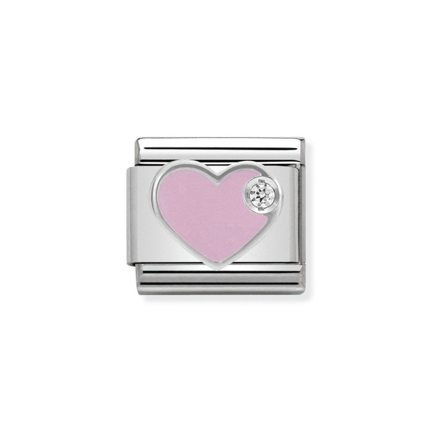 NOMINATION COMPOSABLE CLASSIC LINK PINK HEART IN STERLING SILVER WITH ENAMEL 330305/02