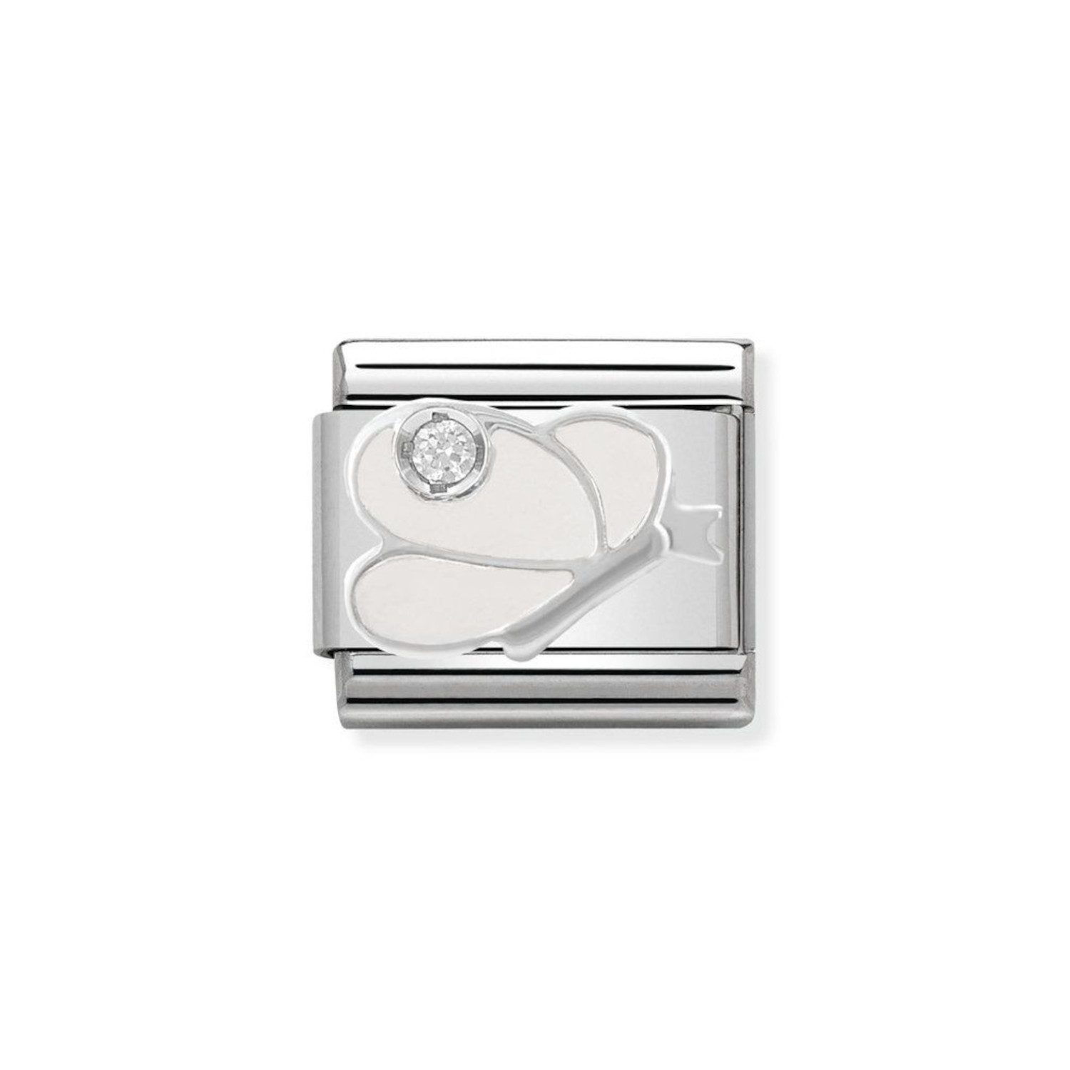 NOMINATION COMPOSABLE CLASSIC LINK WHITE BUTTERFLY IN STERLING SILVER WITH ENAMEL 330305/08