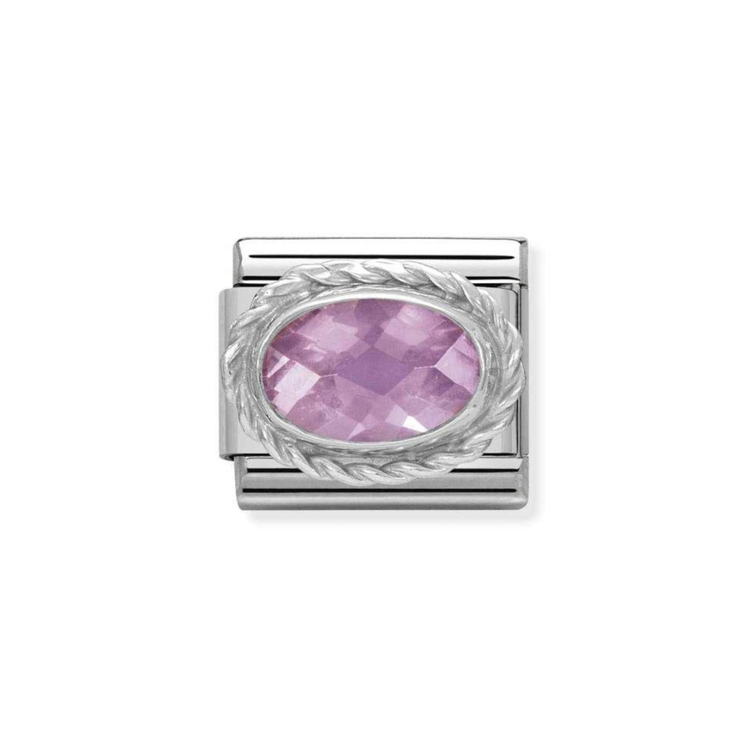 NOMINATION COMPOSABLE CLASSIC LINK IN STERLING SILVER WITH FACETED PINK STONE 330604/003