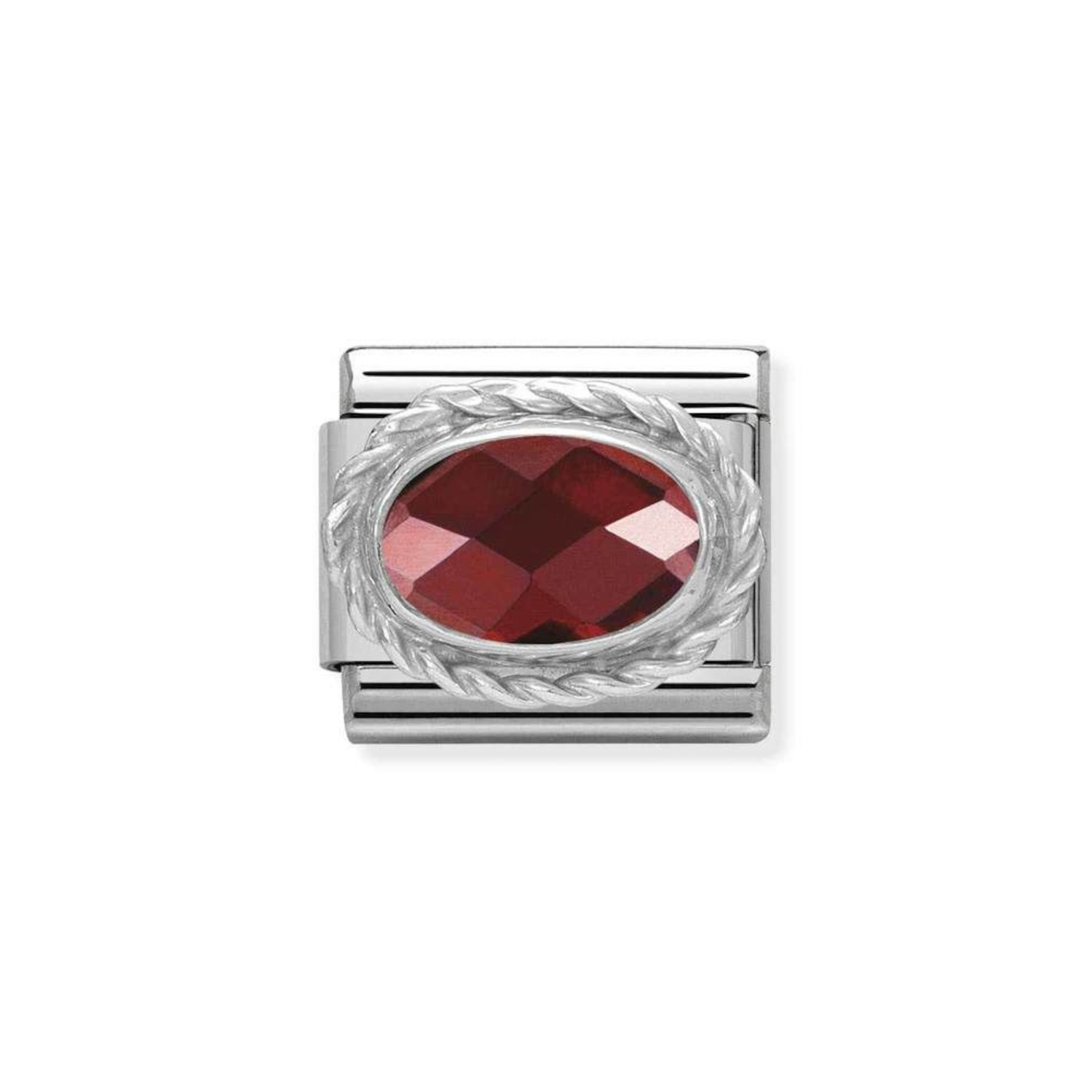 NOMINATION COMPOSABLE CLASSIC LINK IN STERLING SILVER WITH FACETED RED STONE 330604/005
