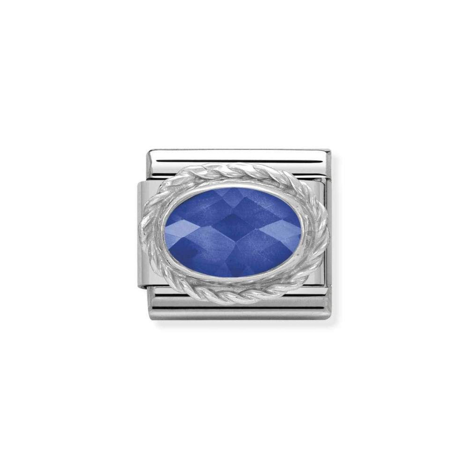 NOMINATION COMPOSABLE CLASSIC LINK IN STERLING SILVER WITH FACETED BLUE STONE 330604/007