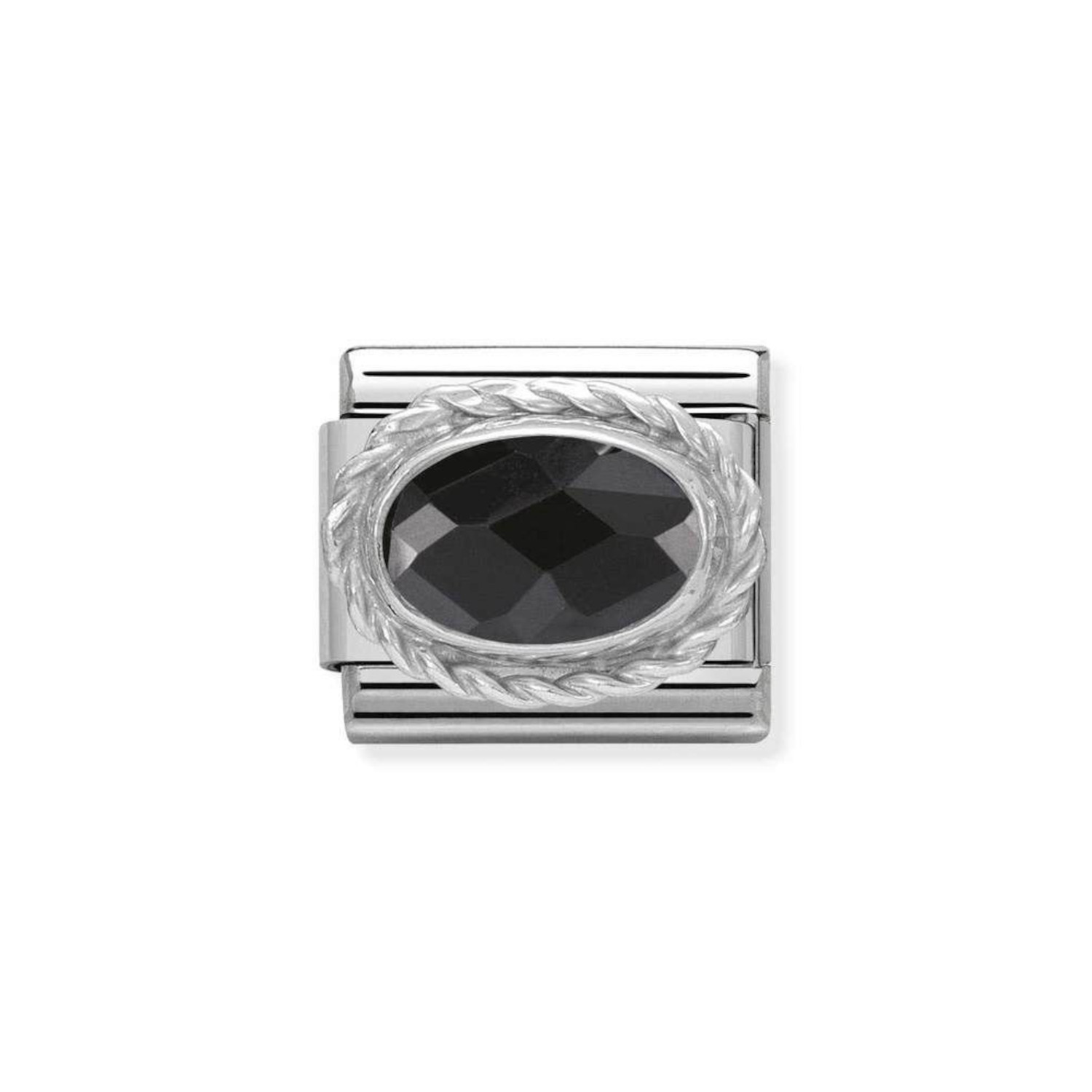 NOMINATION COMPOSABLE CLASSIC LINK IN STERLING SILVER WITH FACETED BLACK STONE 330604/011