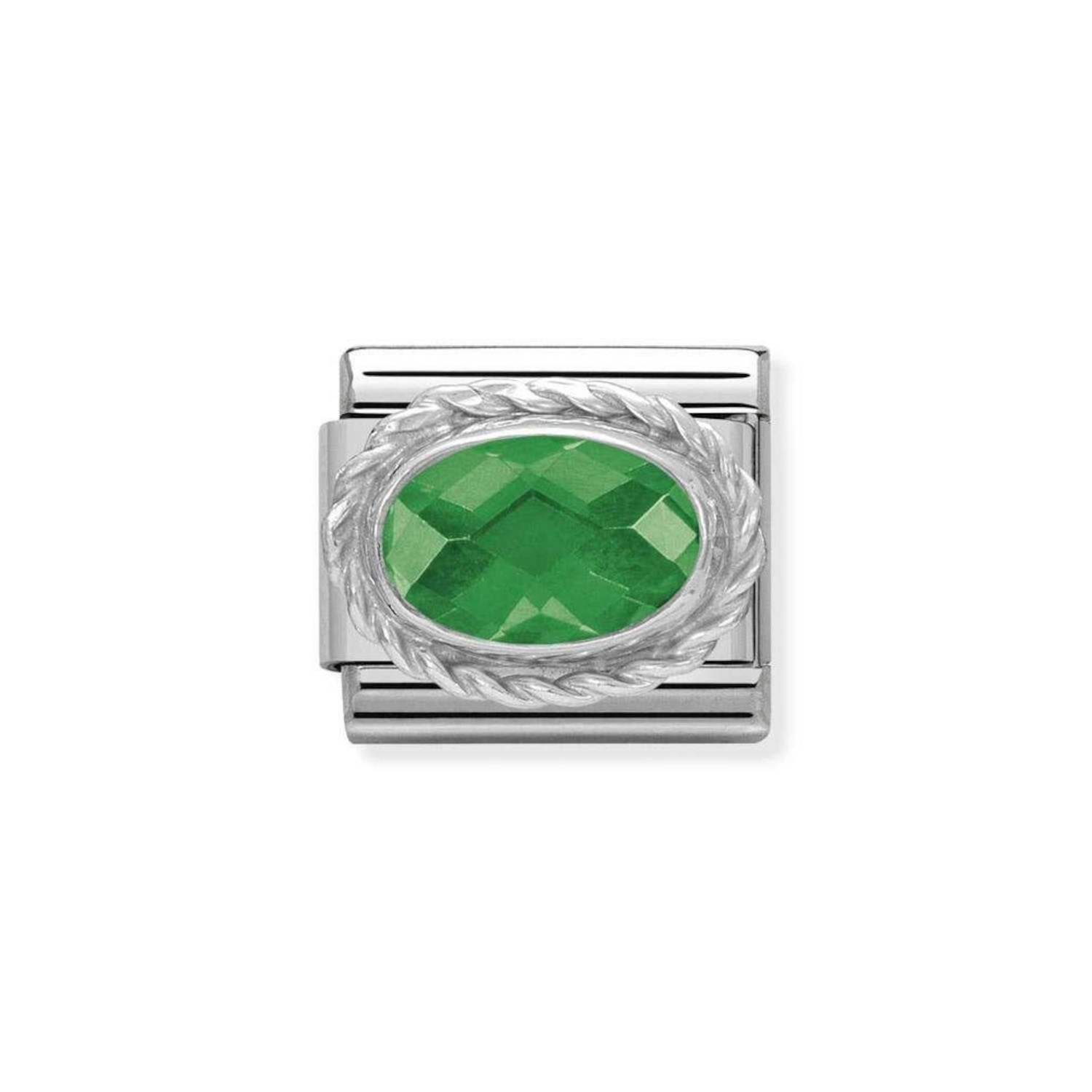 NOMINATION COMPOSABLE CLASSIC LINK IN STERLING SILVER WITH FACETED GREEN STONE 330604/27