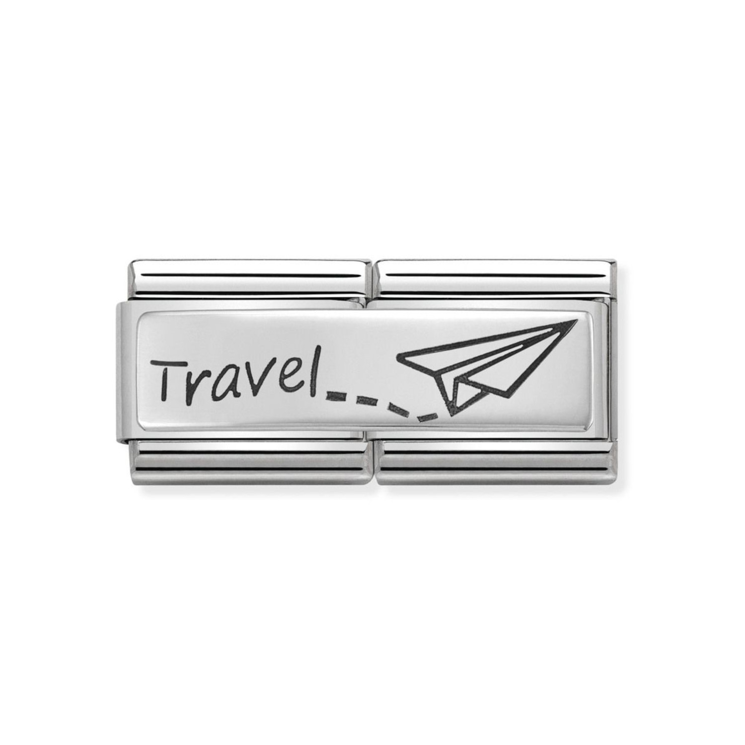 NOMINATION COMPOSABLE CLASSIC DOUBLE LINK TRAVEL IN STERLING SILVER WITH ENAMEL 330710/09