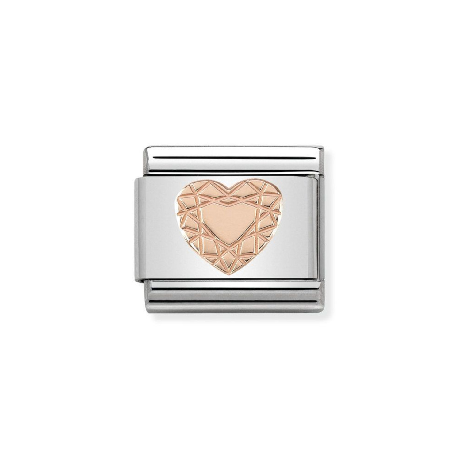 NOMINATION COMPOSABLE CLASSIC LINK DIAMOND HEART IN 9K ROSE GOLD 430104/19