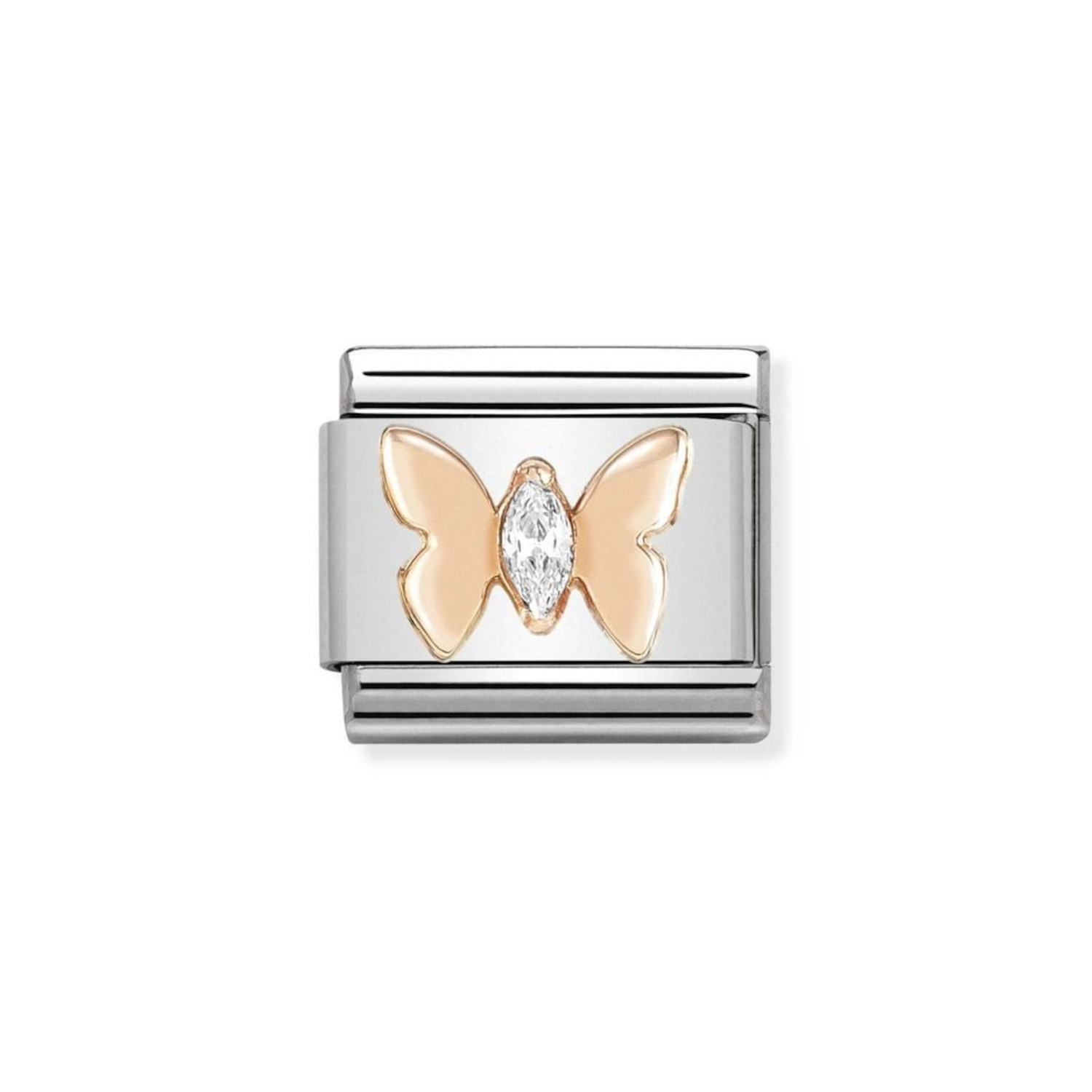 NOMINATION COMPOSABLE CLASSIC LINK BUTTERFLY WITH STONES IN 9K ROSE GOLD 430305/19
