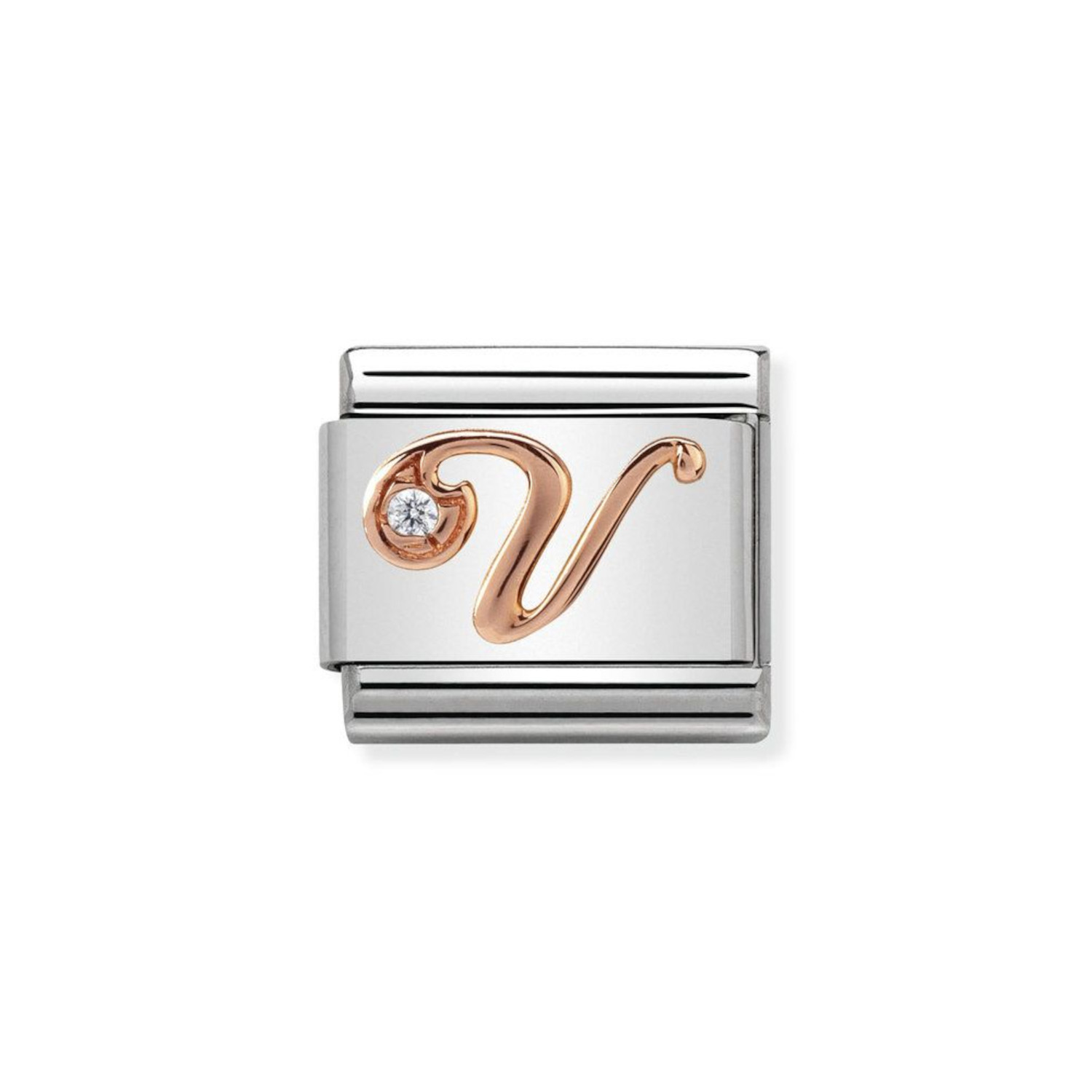 NOMINATION COMPOSABLE CLASSIC LINK LETTER V IN 9K ROSE GOLD 430310/22