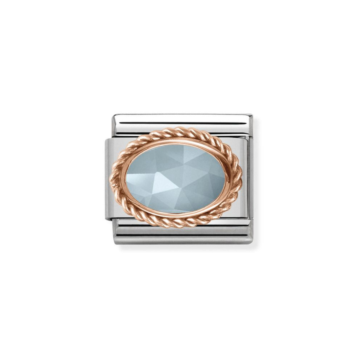 NOMINATION COMPOSABLE CLASSIC LINK IN 9K ROSE GOLD WITH AQUAMARINE STONE 430507/31