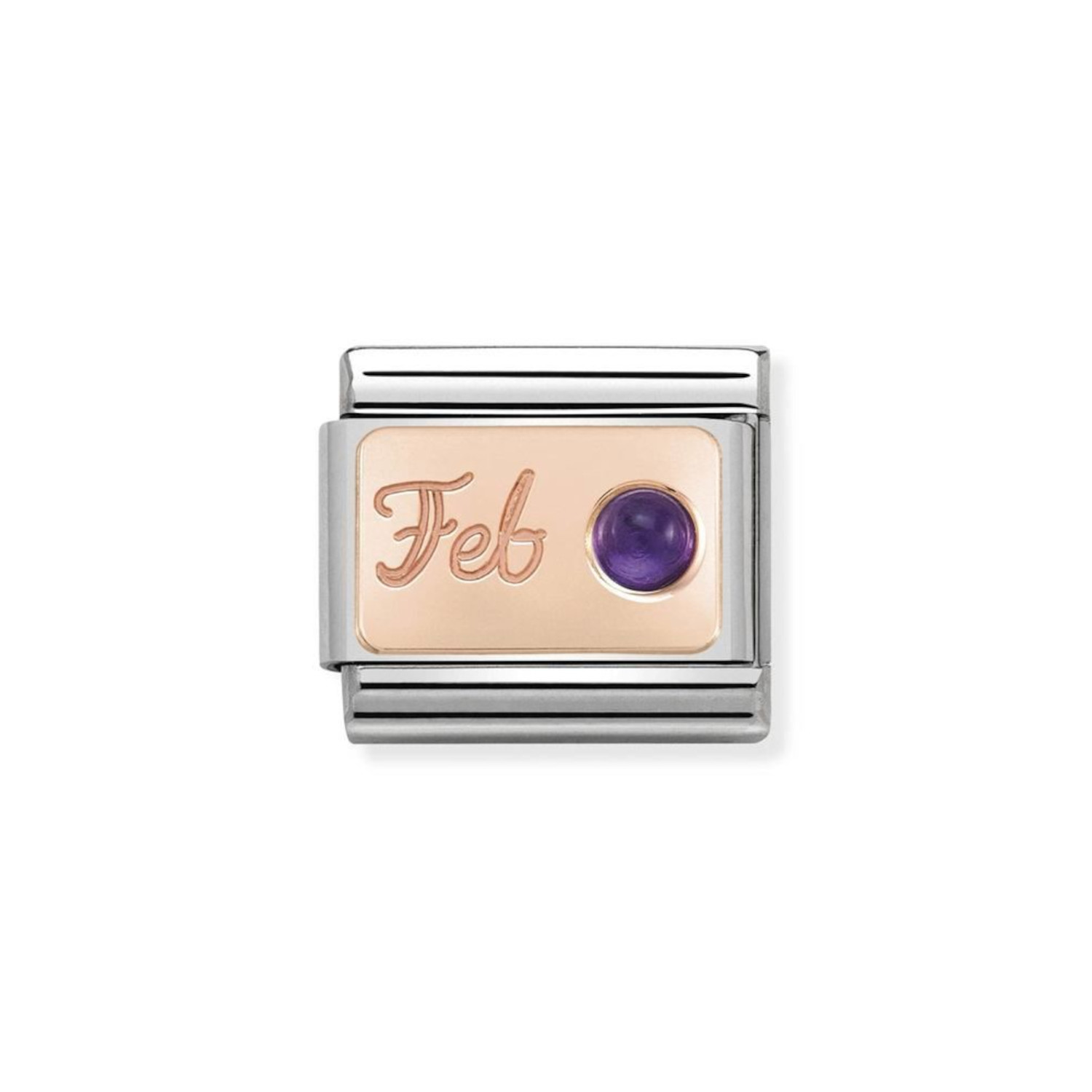 NOMINATION COMPOSABLE CLASSIC LINK FEBRUARY WITH AMETHYST IN 9K ROSE GOLD 430508/02