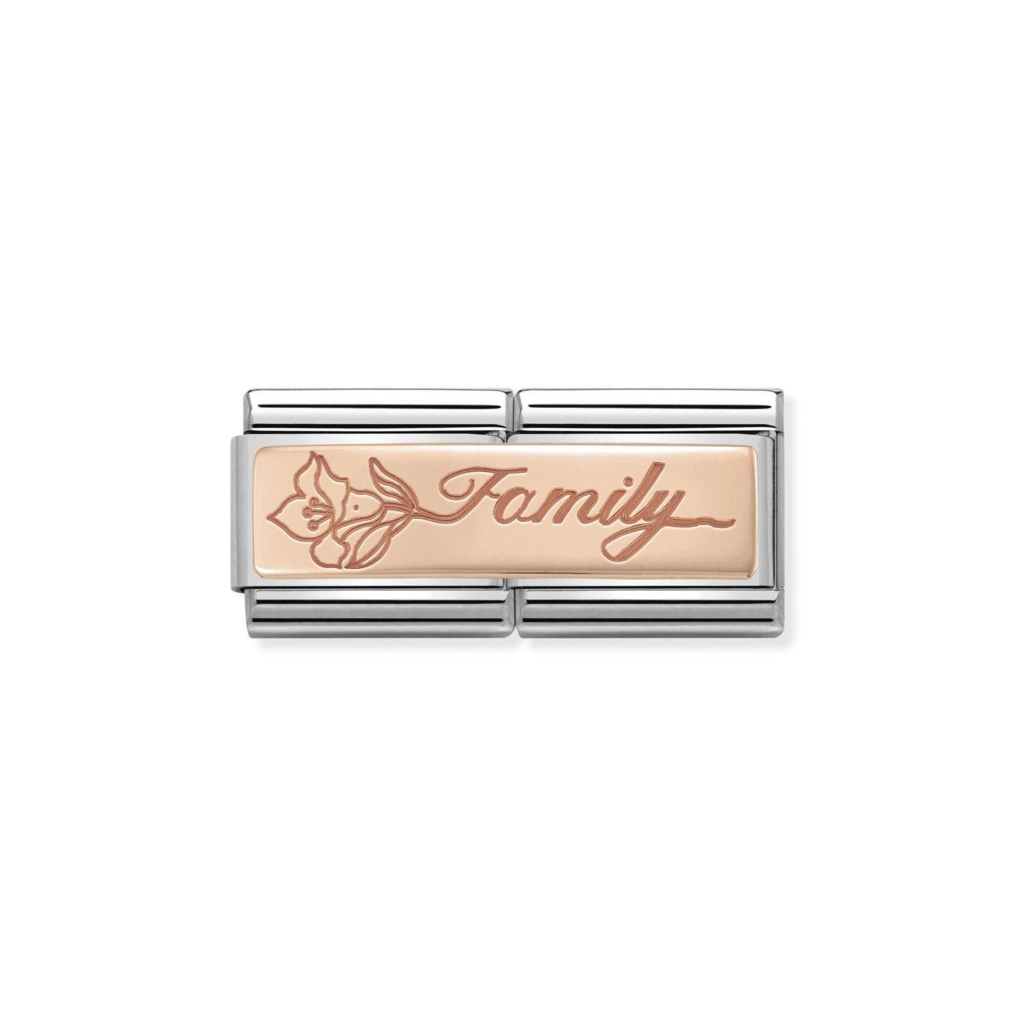 NOMINATION COMPOSABLE CLASSIC DOUBLE LINK FAMILY WITH FLOWER IN 9K ROSE GOLD 430710/17