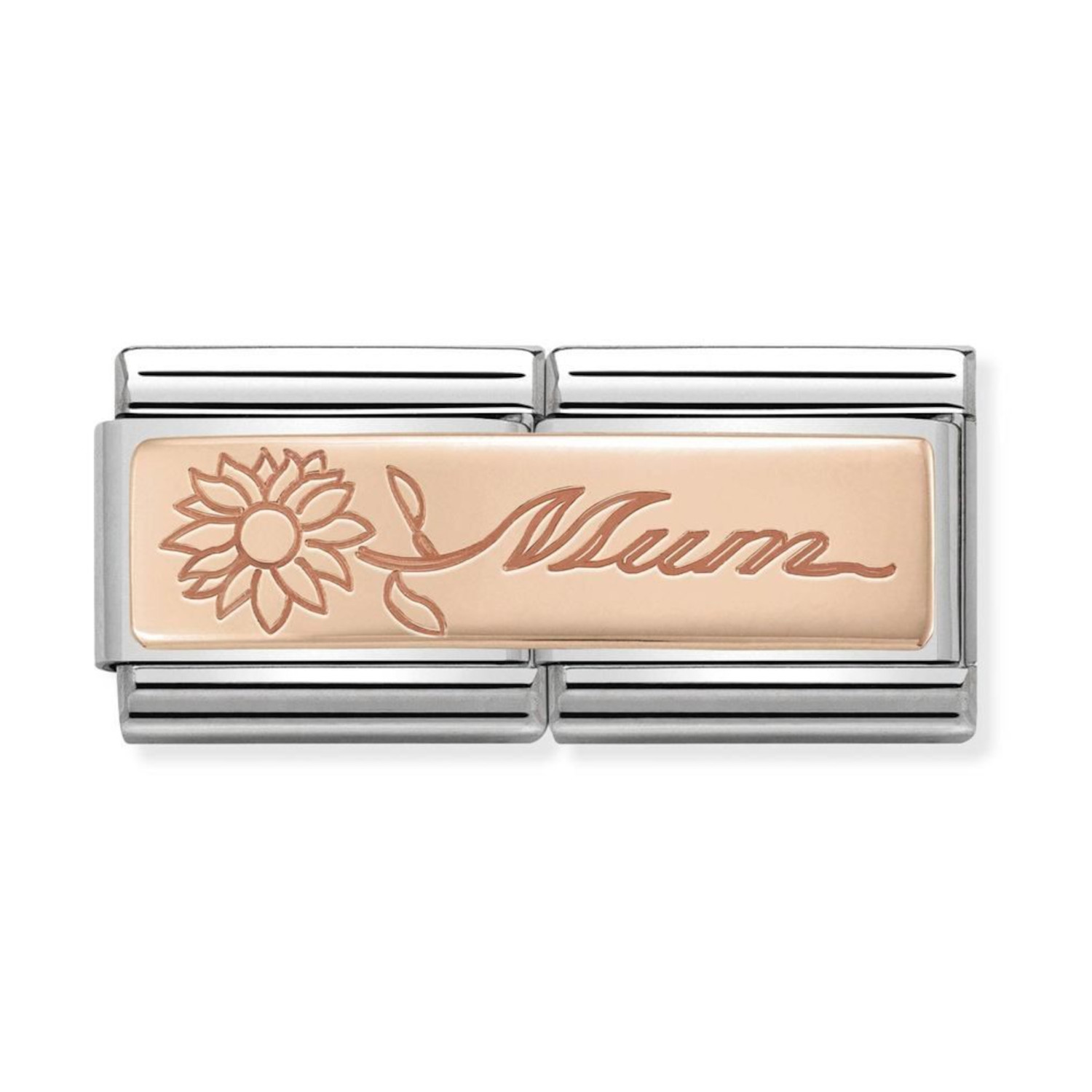NOMINATION COMPOSABLE CLASSIC DOUBLE LINK MUM WITH FLOWER IN 9K ROSE GOLD 430710/18