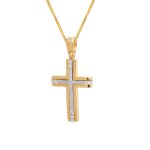 ΣΤΑΥΡΟΣ ΜΕ ΑΛΥΣΙΔΑ ΑΠΟ 14 ΚΑΡΑΤΙΑ ΚΙΤΡΙΝΟ ΧΡΥΣΟ ΚΑΙ ΛΕΥΚΟΧΡΥΣΟ ΜΕ ΖΙΡΓΚΟΝ 0408-ST12680