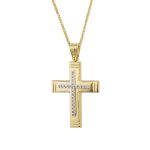 ΣΤΑΥΡΟΣ ΜΕ ΑΛΥΣΙΔΑ ΑΠΟ 14 ΚΑΡΑΤΙΑ ΚΙΤΡΙΝΟ ΧΡΥΣΟ ΚΑΙ ΛΕΥΚΟΧΡΥΣΟ ΜΕ ΖΙΡΓΚΟΝ 0059-ST239212