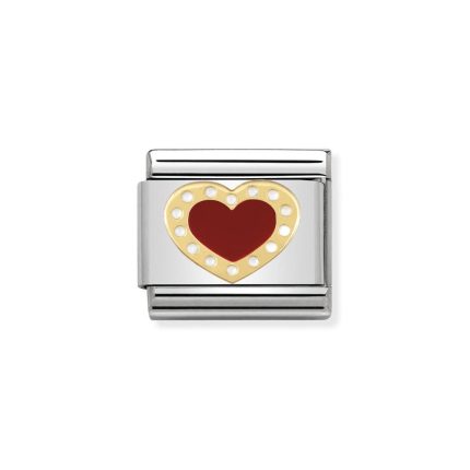 NOMINATION COMPOSABLE CLASSIC LINK RED HEART WITH DOTS IN 18K GOLD 030283/04