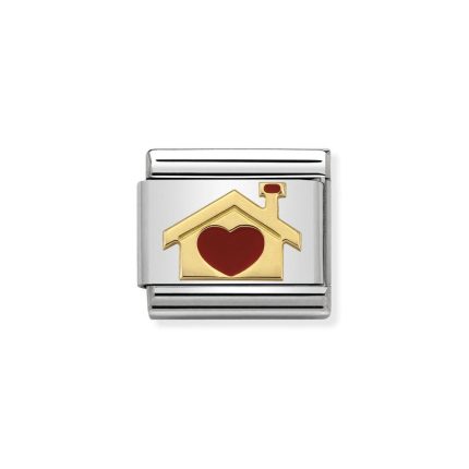 NOMINATION COMPOSABLE CLASSIC LINK HOME WITH HEART IN 18K GOLD 030283/07