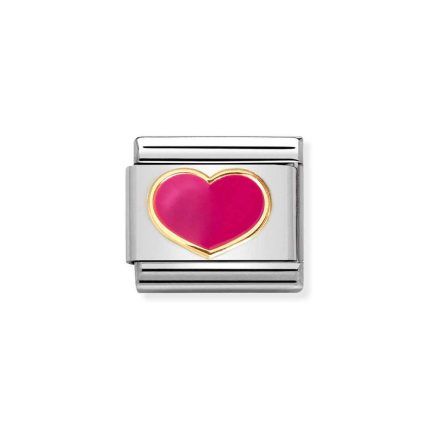 NOMINATION COMPOSABLE CLASSIC LINK FUCHSIA HEART IN 18K GOLD 030283/24