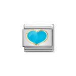 NOMINATION COMPOSABLE CLASSIC LINK TURQUOISE HEART IN 18K GOLD 030283/25