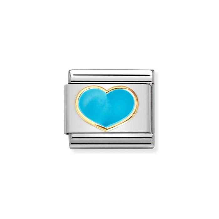 NOMINATION COMPOSABLE CLASSIC LINK TURQUOISE HEART IN 18K GOLD 030283/25