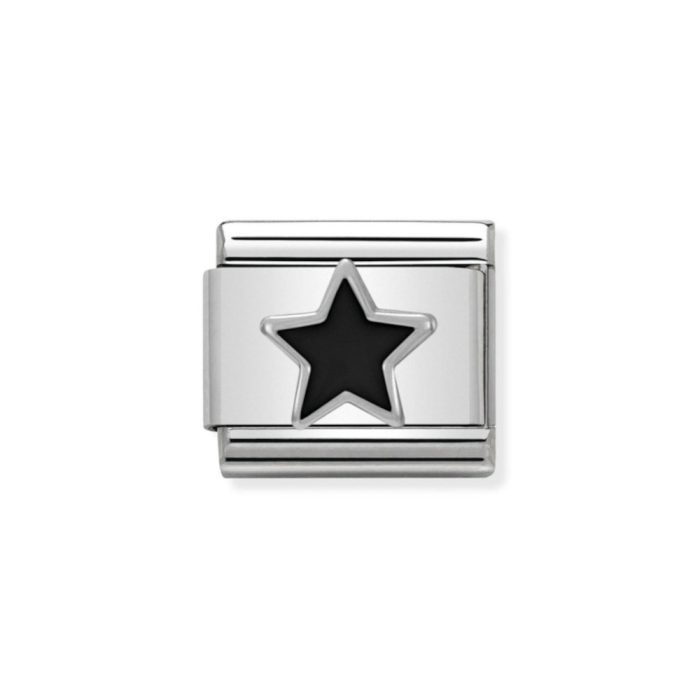 NOMINATION COMPOSABLE CLASSIC LINK BLACK STAR IN STERLING SILVER 330202/05