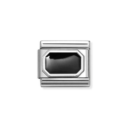 NOMINATION COMPOSABLE CLASSIC LINK BLACK RECTANGLE IN STERLING SILVER 330206/34