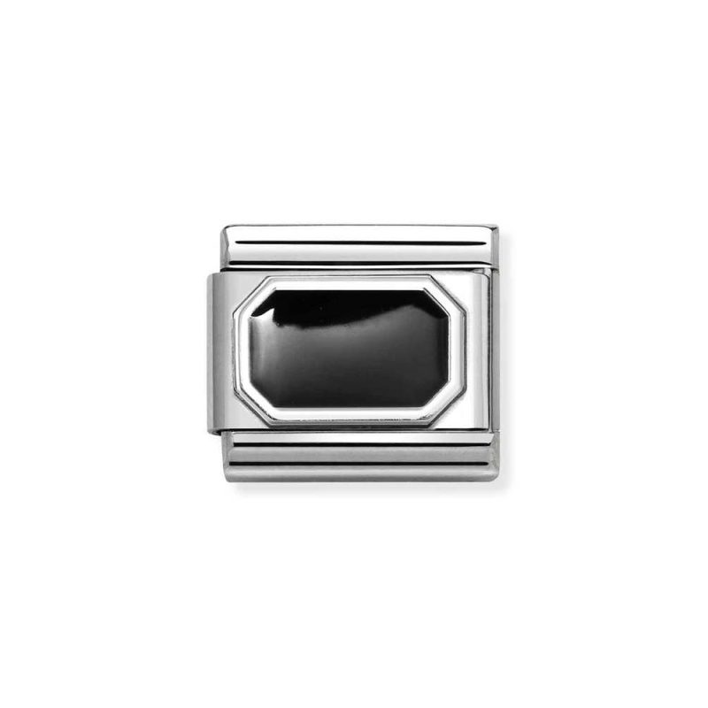 NOMINATION COMPOSABLE CLASSIC LINK BLACK RECTANGLE IN STERLING SILVER 330206/34