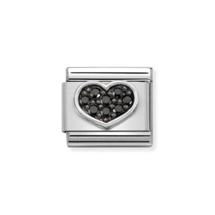 NOMINATION COMPOSABLE CLASSIC LINK BLACK HEART IN STERLING SILVER 330323/07
