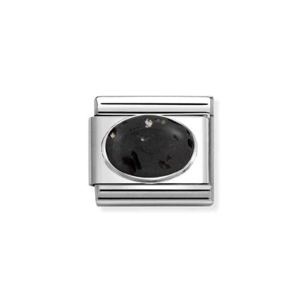 NOMINATION COMPOSABLE CLASSIC LINK IN STERLING SILVER WITH LAVA STONE MATT 330510/43