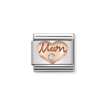 NOMINATION COMPOSABLE CLASSIC LINK MUM HEART IN 9K ROSE GOLD 430305/10